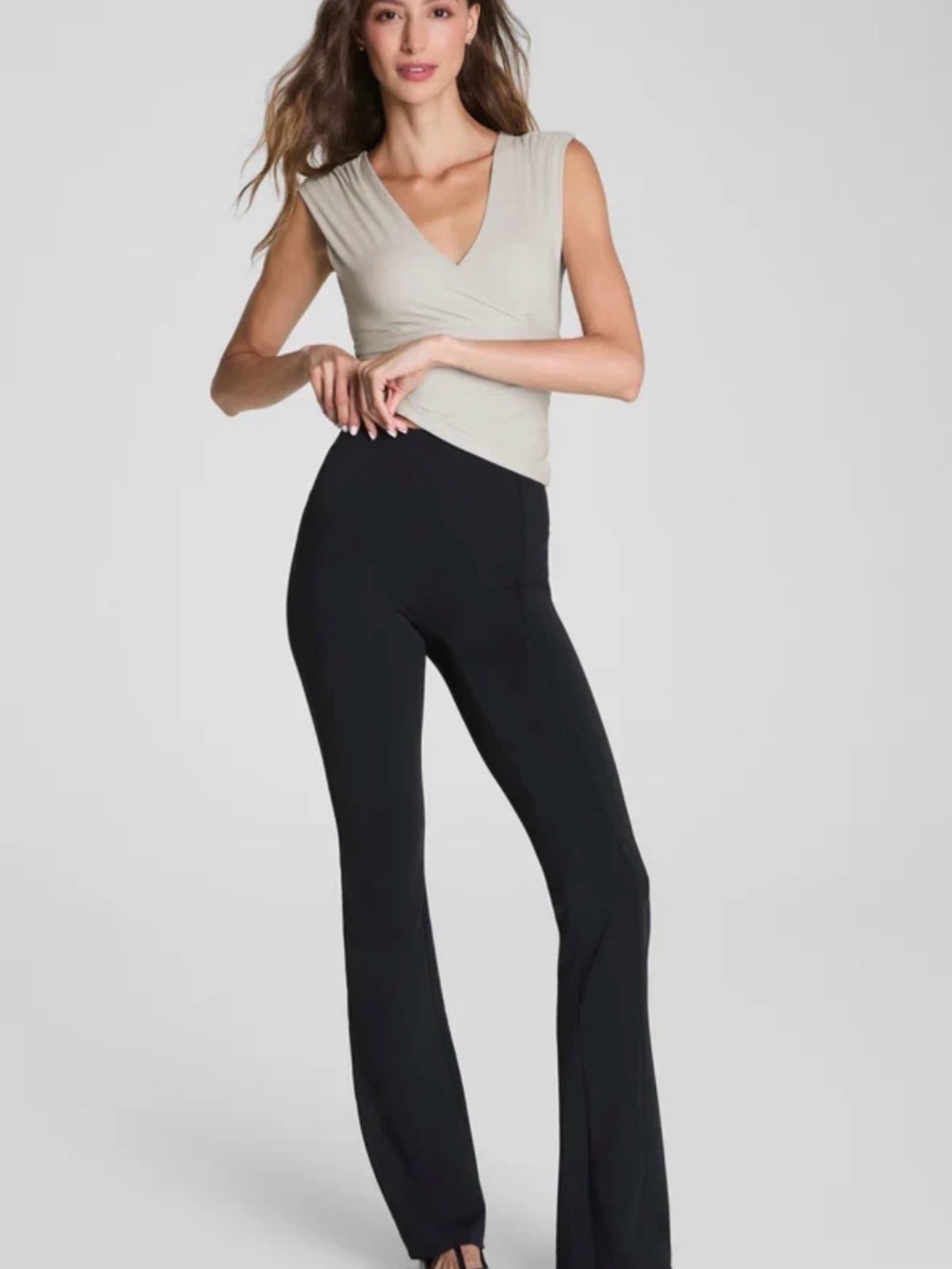 NWT SPANX Dressy Micro Flare Black Ponte Perfect Pants Size L Tall 33 Inseam